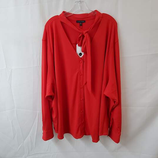 Universal Standard Red Long Sleeve Neck Tie Blouse Size 3XL image number 1