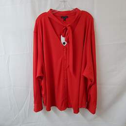 Universal Standard Red Long Sleeve Neck Tie Blouse Size 3XL