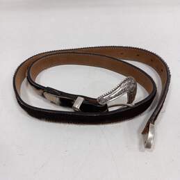 Animal Fur Front Pattern Leather Belt
