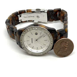 Designer Fossil ES-2680 Brown Faux Tortoise Bracelet Analog Wristwatch