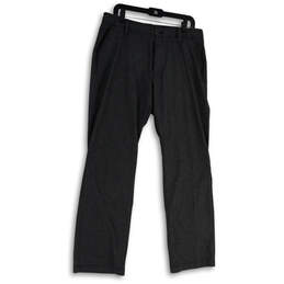 Mens Gray Flat Front Slash Pocket Classic Straight Leg Dress Pants Sz 36/32