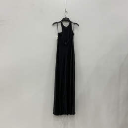 NWT Womens Black Sleeveless Halter Neck Back Zip Classic Maxi Dress Size 10
