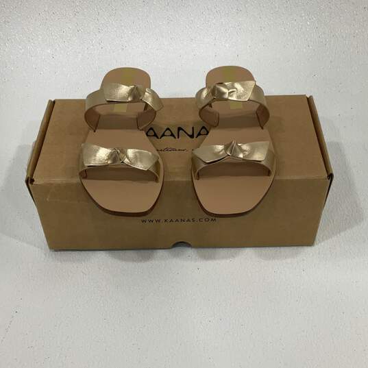 NIB Kaanas Womens Gold Open Toe Double Strap Slip On Slide Sandals Size 5 M image number 3