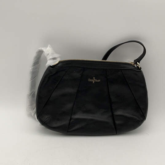 Womens Black Leather Inner Pockets Adjustable Strap Crossbody Bag image number 1