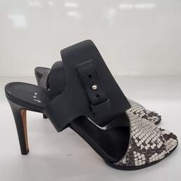 Vince Italy Snake Embossed Black Leather Ankle Heels Women's Size 9.5M alternative image