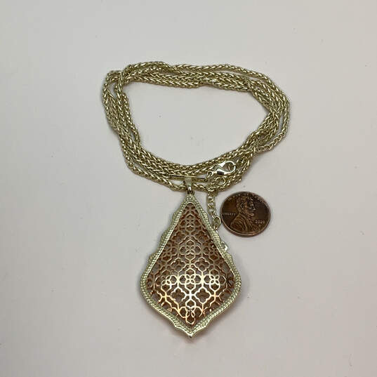 Designer Kendra Scott Gold-Tone Aiden Filigree Long Pendant Necklace image number 2