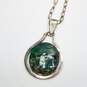 Sterling Silver Chrysocolla Pendant Paper-Clip Link Chain 23in Necklace 16.9g image number 4