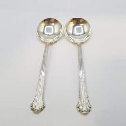 Sterling Silver Silver Plumes 6 1/2in Round Spoons 2pcs 80.0g