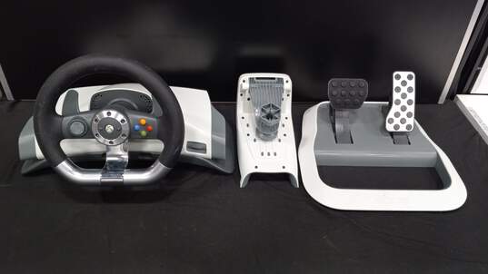 Xbox 360 Wireless Racing Driving Steering Wheel With Foot Pedals & Clamp Mount image number 1