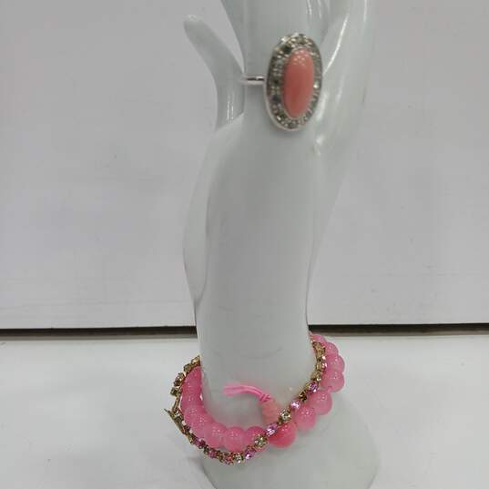 Bundle of Assorted Pink Fashion Costume Jewelry image number 5