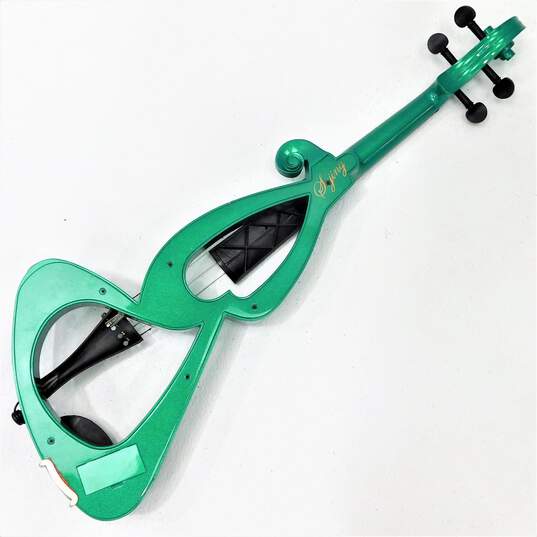 Sojing Brand 4/4 Full Size Green Electric Violin w/ Case, Bow, and Audio Cable image number 3