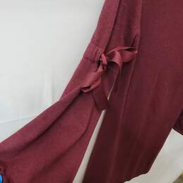 Women's Maroon Red Max Studio Size S Midi Dress Linen Blend alternative image