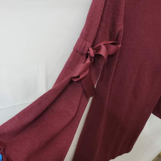 Women's Maroon Red Max Studio Size S Midi Dress Linen Blend image number 2