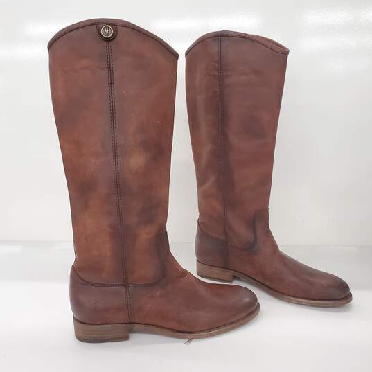 Frye Women's Melissa Button 2 Tall Cognac Brown Leather Riding Boots Size 8B image number 1