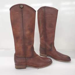 Frye Women's Melissa Button 2 Tall Cognac Brown Leather Riding Boots Size 8B