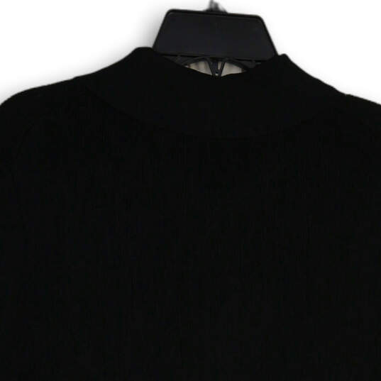 NWT Womens Black Short Sleeve Spread Collar Pullover Sweater Size Large image number 4