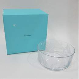Tiffany & Co. Brand Flora and Fauna Model Crystal Glass Serving Bowl w/ Box