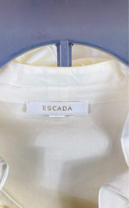 Escada Women White Ruffle Asymmetrical Blouse Sz 40 image number 3