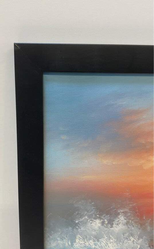 Ocean Sunset Oil on canvas by A. Kirkham Signed. Framed image number 3