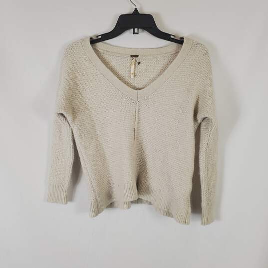 Free People Women Beige V-Neck Sweater XS image number 4
