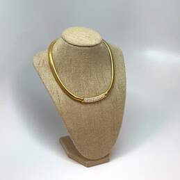 Designer Swarovski Gold-Tone Swan Signed Rhinestone Choker Necklace