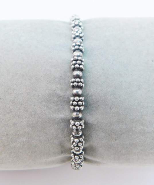 Artisan 925 Sterling Silver Knot Stud Earrings Glass Pendant Necklace & Beaded Bracelets 27.2g image number 5