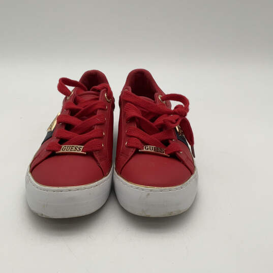 Womens Gwinne Red Leather Round Toe Low Top Lace-Up Sneaker Shoes Size 6.5M image number 1