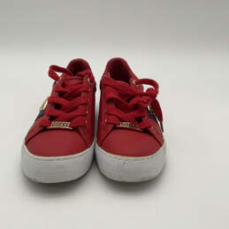 Womens Gwinne Red Leather Round Toe Low Top Lace-Up Sneaker Shoes Size 6.5M
