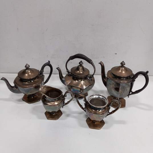 Bundle of 5 Silver Plated Tea Set Pieces image number 1