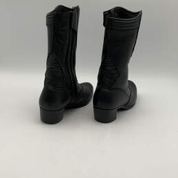 Womens G. Donah Black Leather Mid-Calf Side Zip Waterproof Biker Boots Sz 8 alternative image