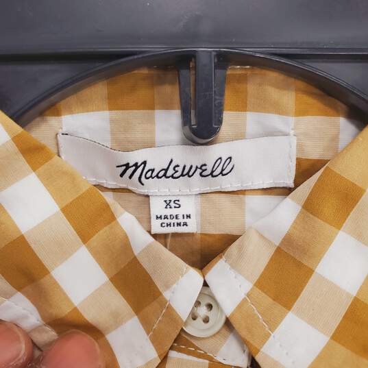 Madewell Men Mustard Gingham Collared Shirt XL image number 4