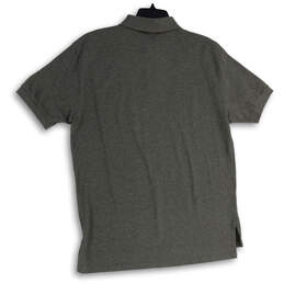 Mens Gray Spread Collar Short Sleeve Side Slit Polo Shirt Size Large alternative image