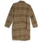 NWT Evereve Womens Rose Brown Plaid Long Sleeve Button Front Overcoat Size S image number 2