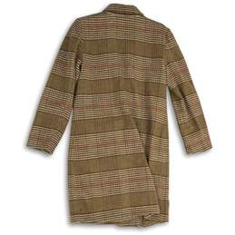 NWT Evereve Womens Rose Brown Plaid Long Sleeve Button Front Overcoat Size S alternative image