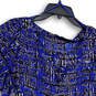 Womens Blue Abstract Round Neck Short Sleeve Pullover Blouse Top Size Large image number 4