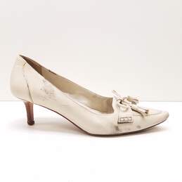 346 Brooks Brothers Loafer Heels Ivory Size 7