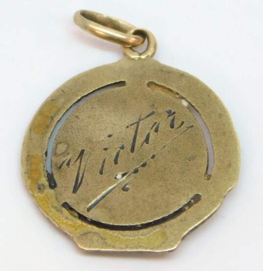 Vintage 12K Yellow Gold Jesus Sacred Heart Religious Medallion Pendant Charm 1.1g image number 6
