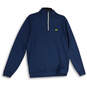 Mens Blue Mock Neck Long Sleeve 1/4 Zip Pullover Sweatshirt Size Medium image number 1