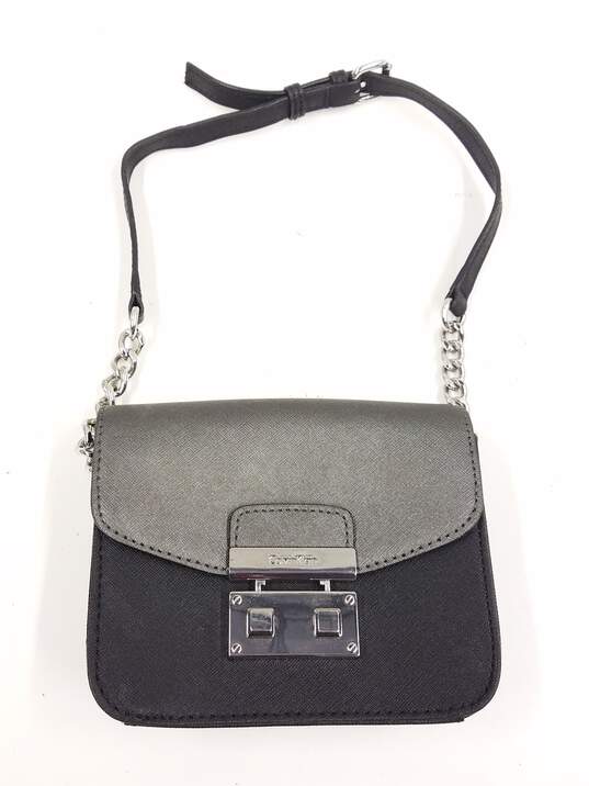 Calvin Klein Saffiano Leather Mini Push Lock Crossbody Black image number 1