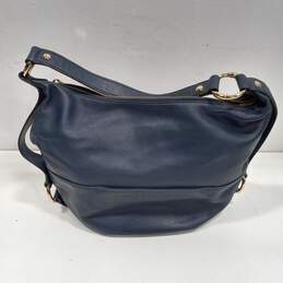 Michael Kors Fulton Blue Pebbled Leather Hobo Front Pocket Shoulder Bag Tote alternative image
