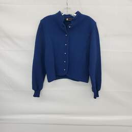 Alpen Lander Blue Wool Button Up Sweater Jacket WM Size S