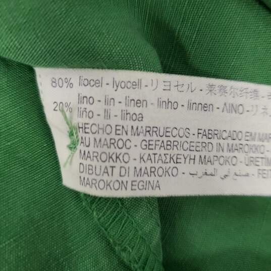 NWT Zara WM's Linen Blend Button Raw Hem Collar Green Long Sleeve Shirt Blouse Size SM image number 3