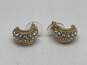 Authentic Womens Gold-Tone Clear Crystal Half Hoop Earrings image number 5
