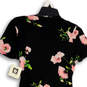 NWT Womens Black Floral V-Neck Short Sleeve Wrap Dress Size 4 image number 4