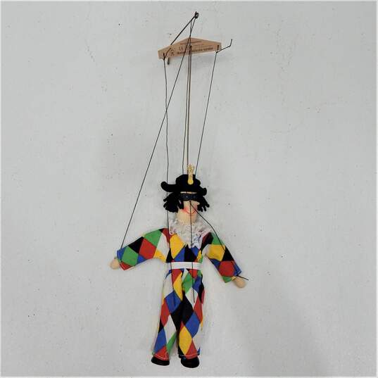 Vintage Lot Wooden Marionette String Puppets Mexico Senorita Clowns Pig image number 8