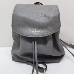 Kate Spade New York Mulberry Street Pebbled Leather Grey Drawstring Bag/Backpack