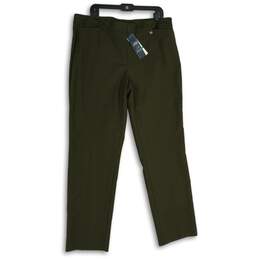 NWT Womens Green Flat Front Slash Pocket Straight Leg Ankle Pants Size 16