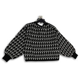 Womens Black White Houndstooth Batwing Round Neck Pullover Sweater Size S alternative image