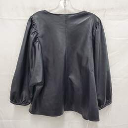 Marc New York Black Vegan Leather Blouse Top Size XL alternative image