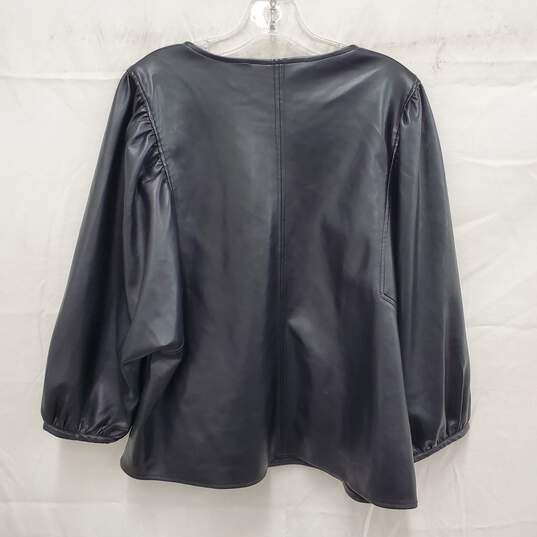 Marc New York Black Vegan Leather Blouse Top Size XL image number 2